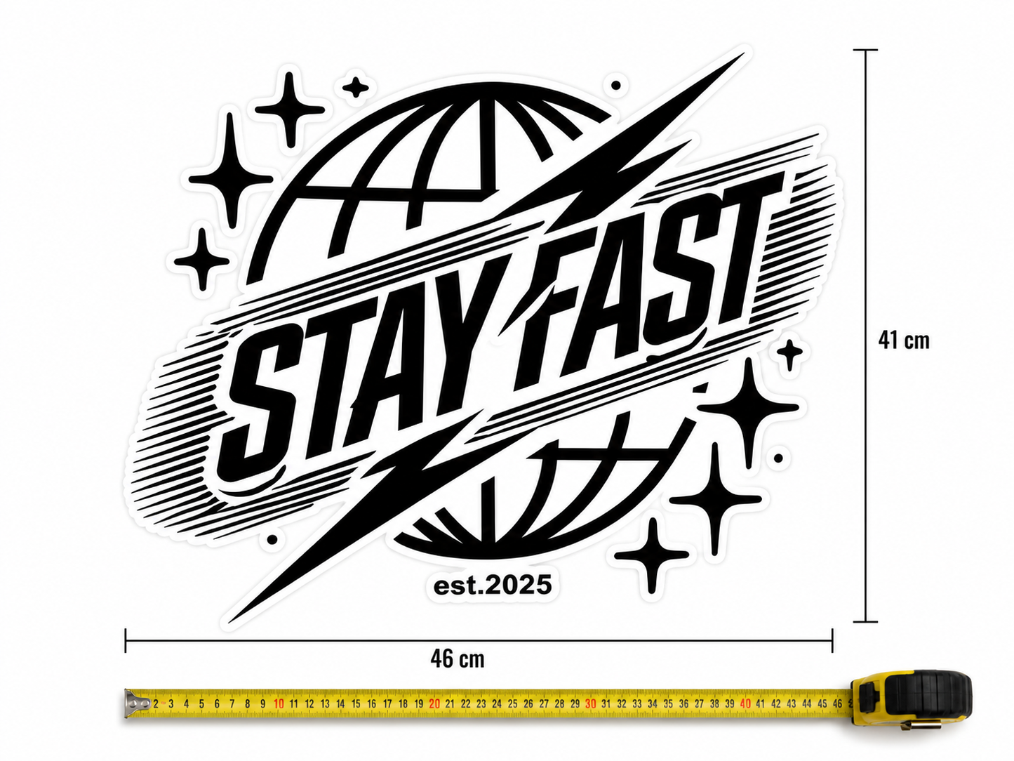 XXL STAYFAST Sticker Schwarz 46cmx41cm