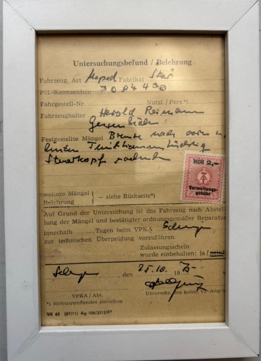 Original DDR Mängelschein