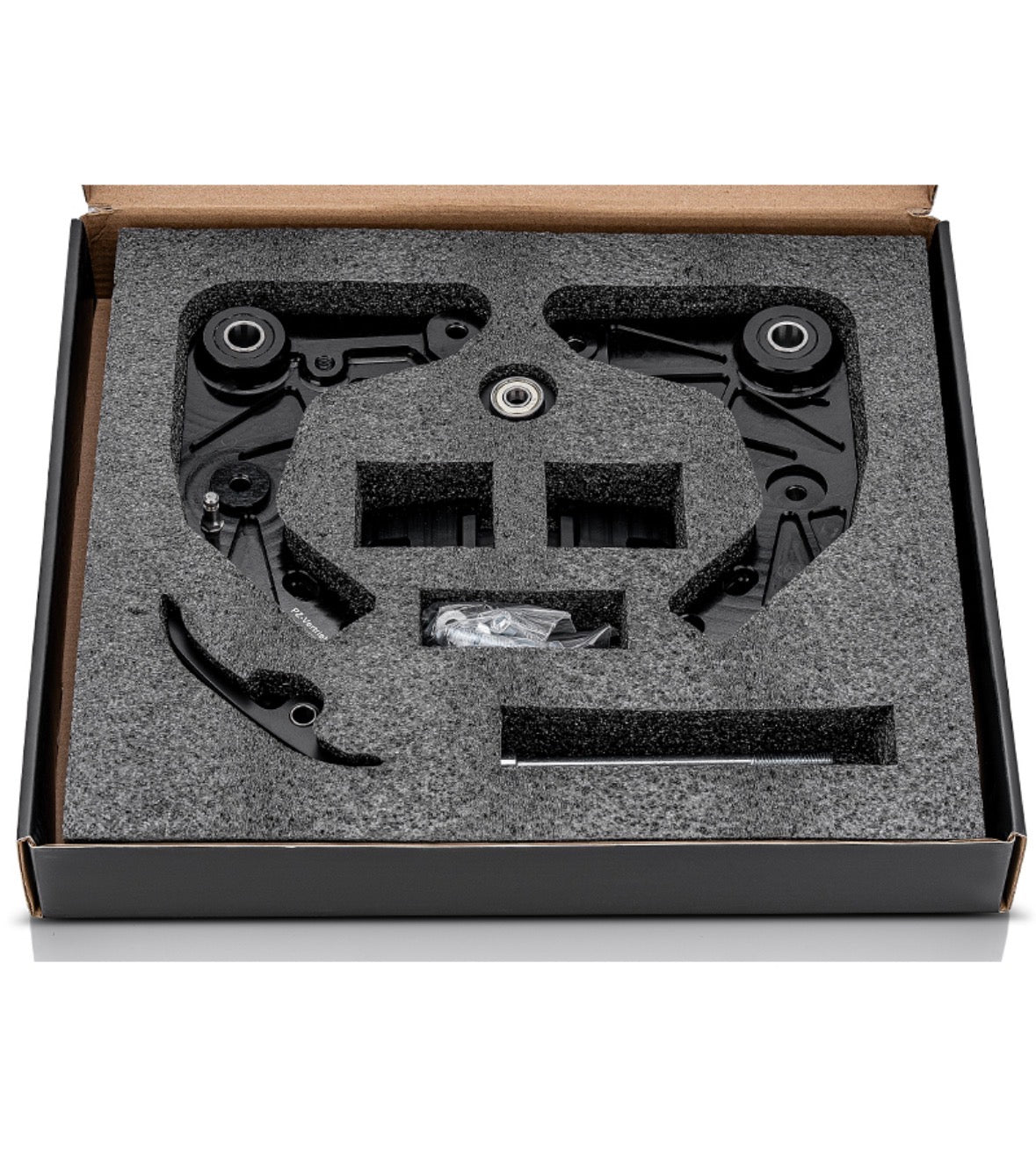 PZ CNC Motorhalter mit Teilegutachten u. Kettenführung Simson S51 Schwarz Eloxiert Neu und Originalverpackt