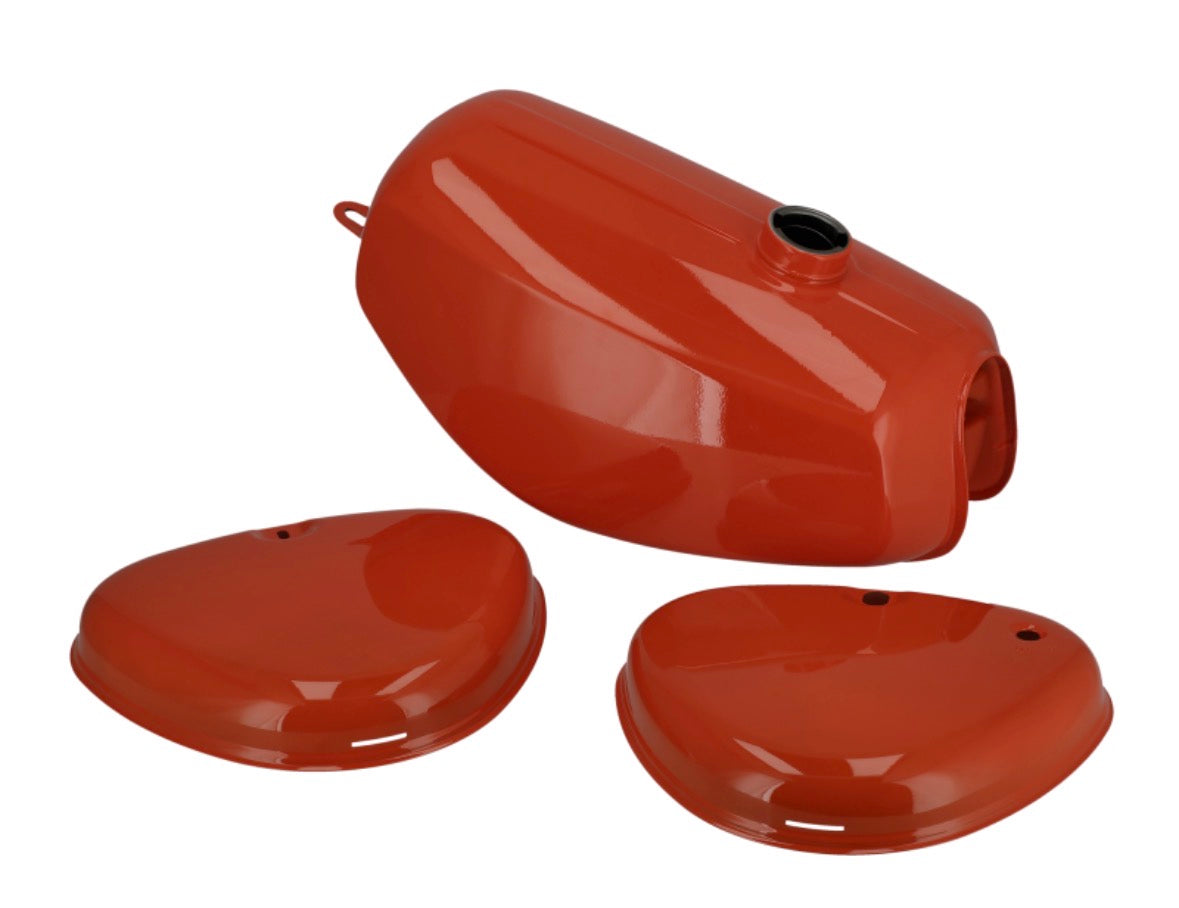 Set: Tank + Seitendeckel, Rot RAL 3028 - für Simson S50, S51, S70 Neu